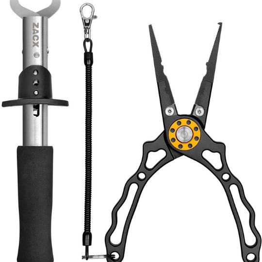 ZACX Fishing pliers and a fish lip gripper are perfect valentines day fishing gifts